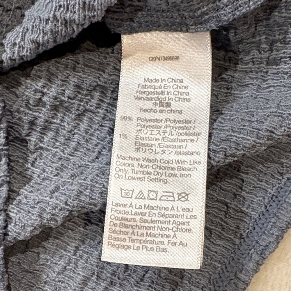 Madewell Gray Textured Stretch Deep Scoop Neck Blouse GUC (see description) L - Picture 6 of 7